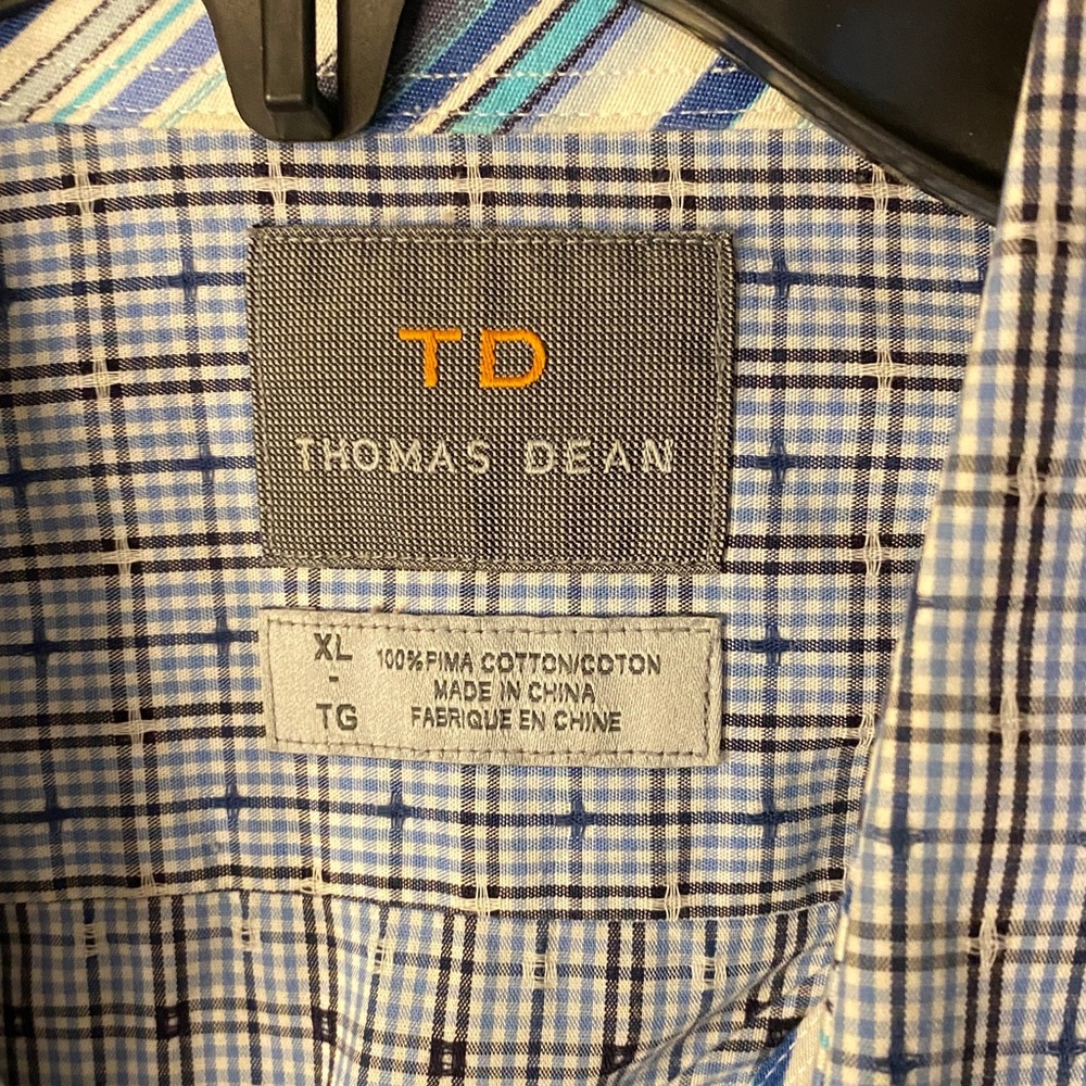 Thomas Dean Blue Patterned Button Down Shirt - image 2